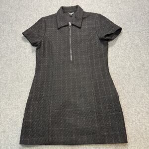 Women's Steve Madden Tweed Black Quarter Zip Short Sleeve Dress Size S NEW